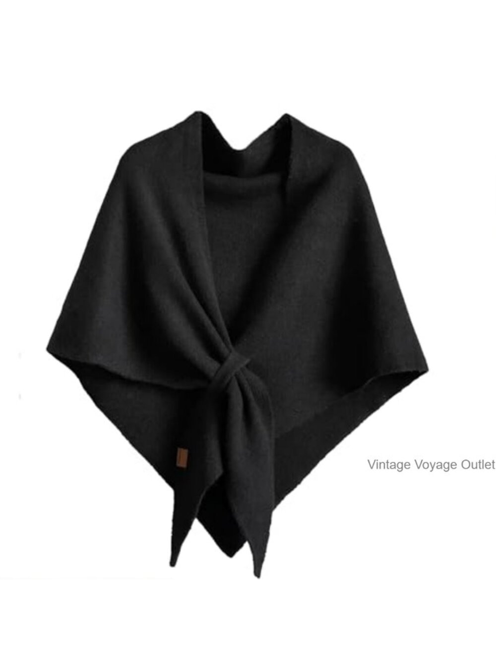 Fleece Knitted Shawl Wrap with Loop Triangle Scarf Winter Cape
